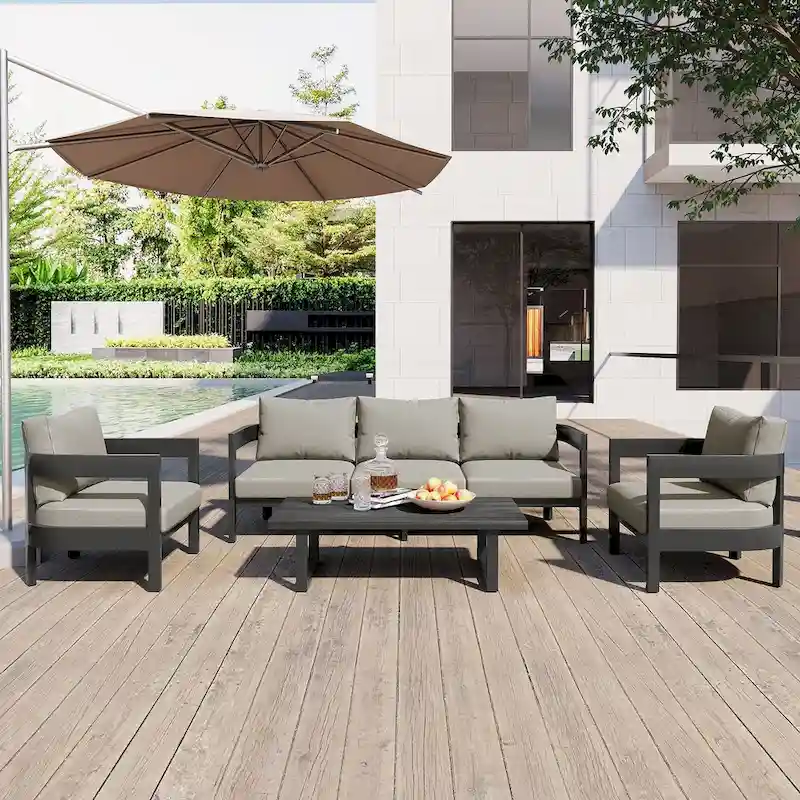4-Piece Outdoor Seating Set with Thick Cushions