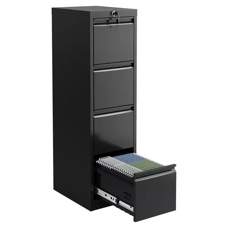 3-Drawer Lockable File Cabinet  Black Metal Storage for Home Office  Holds Letter/Legal/A4/F4 Files