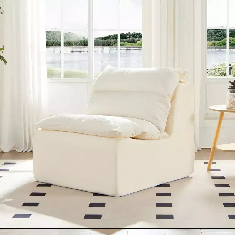 Armless Pure Foam Single Sofa Chair with Cushion