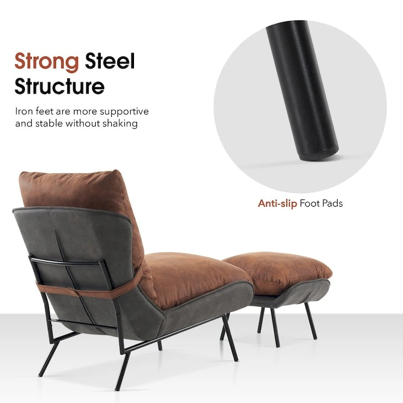 MCombo Accent Chair with Ottoman, Leathaire Fabric LW951