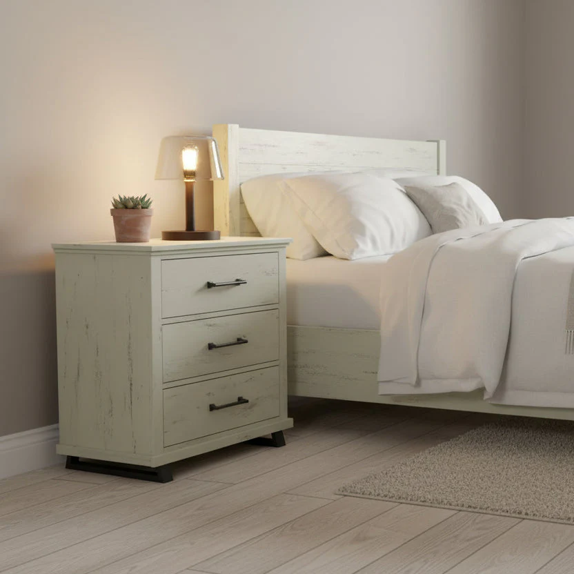3-Drawer Nightstand with Elevated Metal Legs, Set of 2