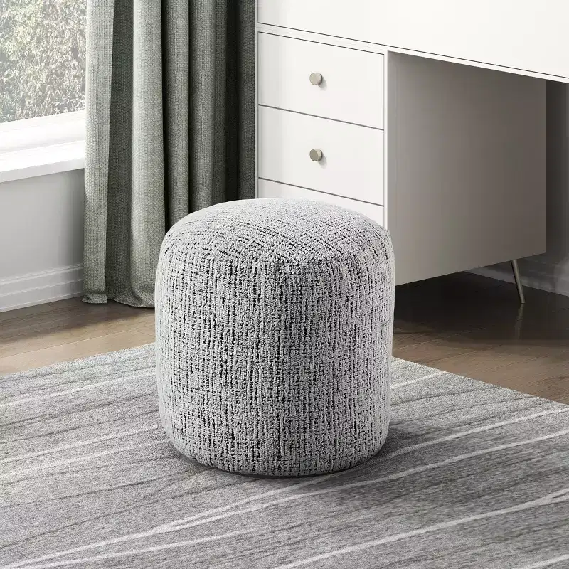 17H Cylindrical Pouf,Soft Chenille Ottoman for Living Room,Footrest Stool Non-Slip Bean Bag Chair,300lbs Capacity,Multicolored
