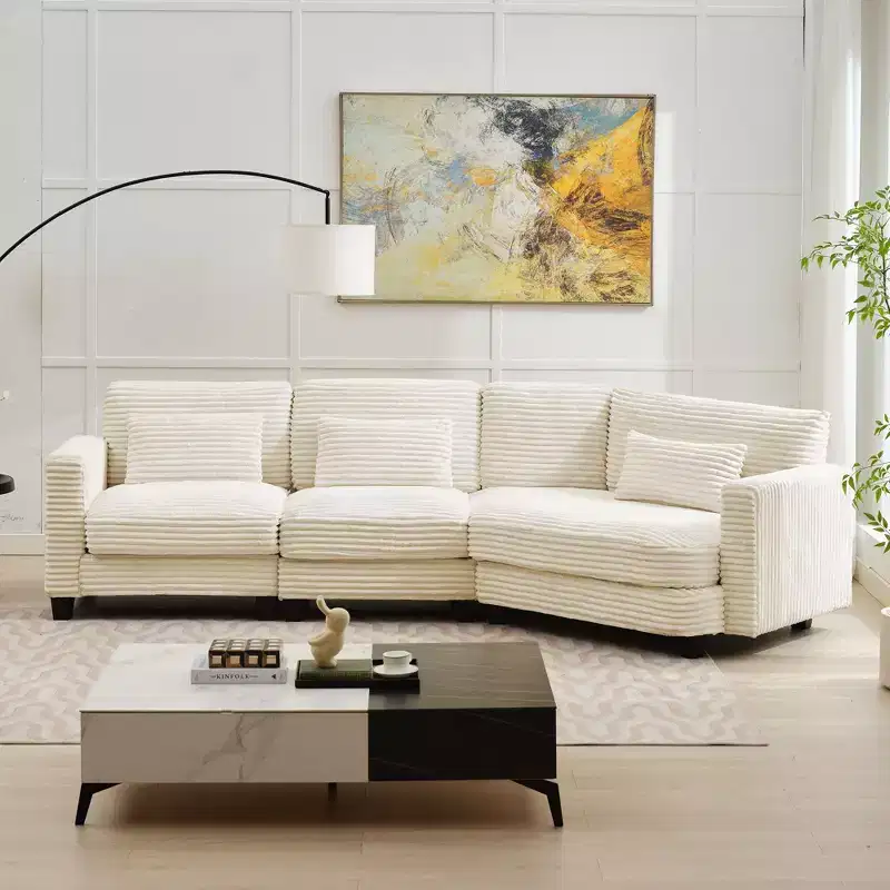 Convertible Modular Corduroy Sectional Sofa for Living Room