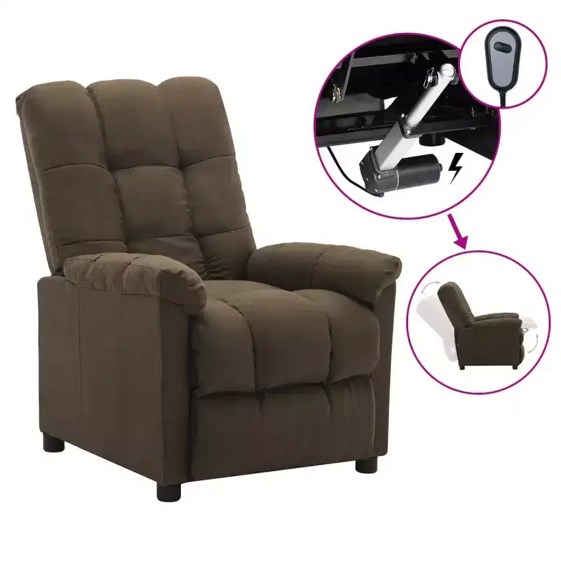 vidaXL Recliner in Modern Brown Fabric - High Comfort and Adjustable Backrest & Footrest, Thick Padding, Durable Upholstery with Side Pocket
