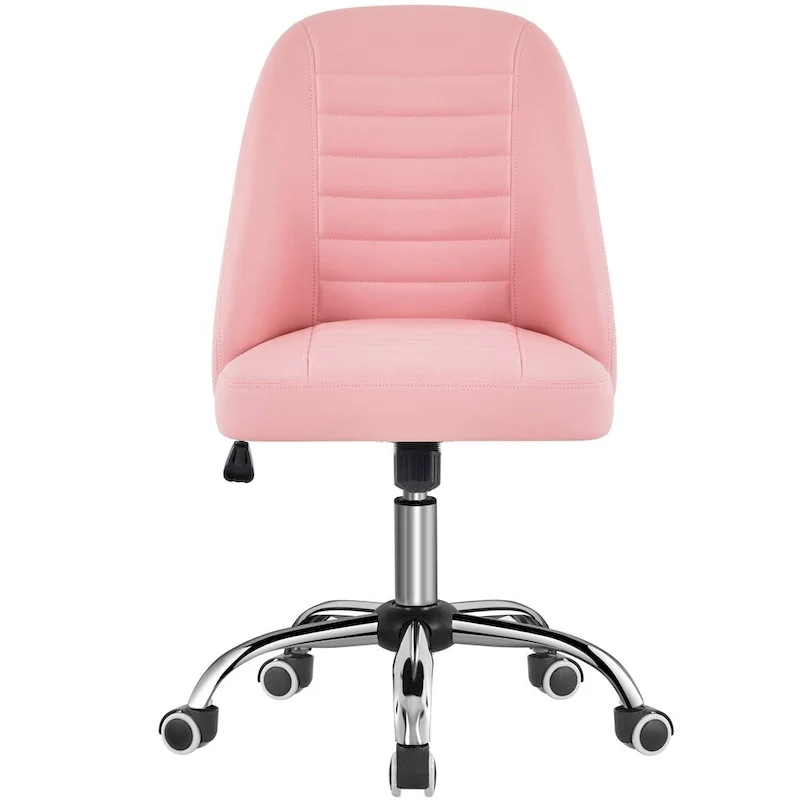 Faux Leather Mid-Back Tufted Armless Office Chair