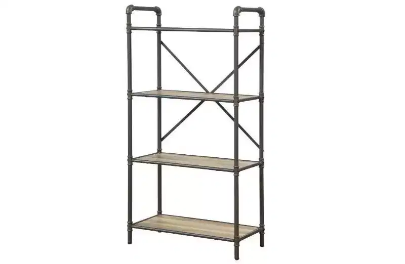 HomeRoots 49 Gray Brown Metal Four Tier Etagere Bookcase