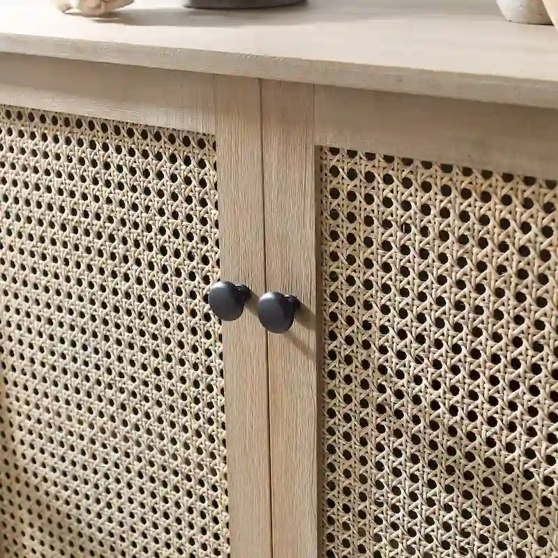Art Leon Woven Rattan Wicker Accent Cabinet