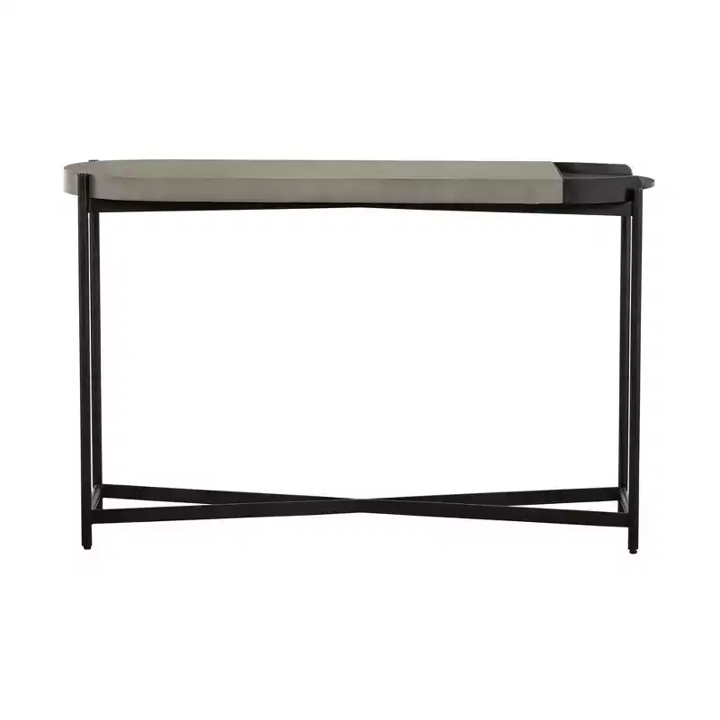 Dua Concrete Console Table Gray/Black - Armen Living
