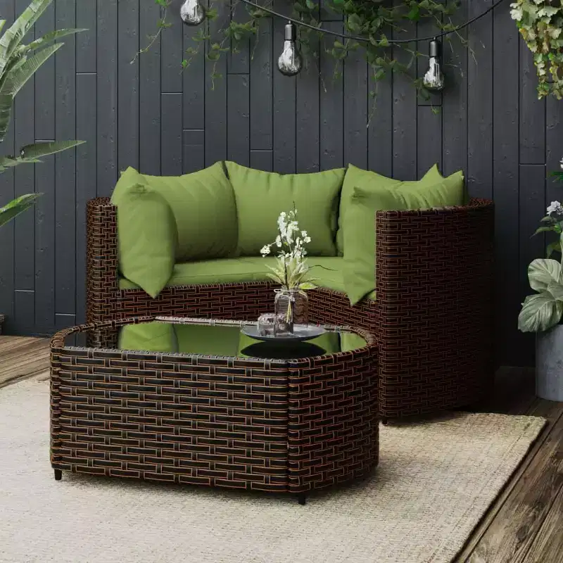 vidaXL Patio Furniture Set Modern Lounge Set with Cushions Poly Rattan