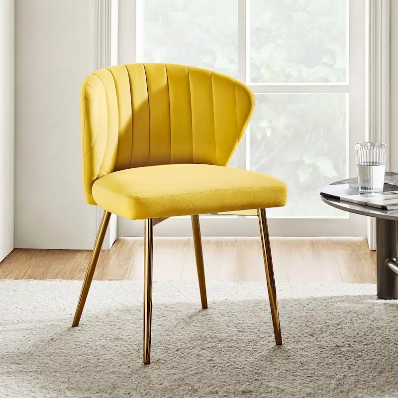 Luna Modern Glam Upholstered Tufted Back Side Accent Dining Chair with Small Base by HULALA HOME