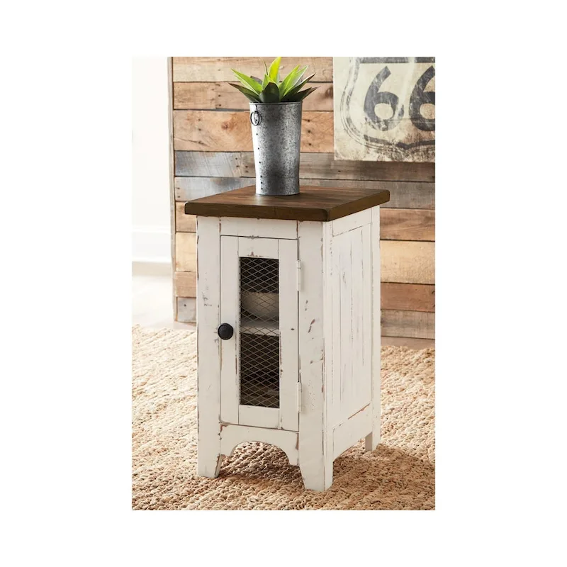 Sofa Side Table — White/Brown