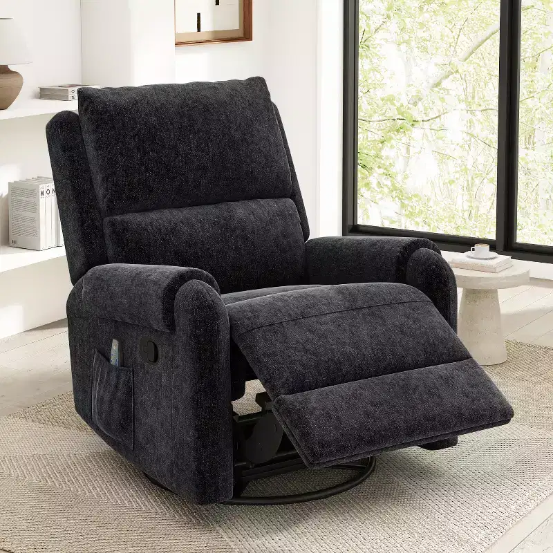 Modern Swivel Rocking Chenille Upholstered Massage Recliner Chair