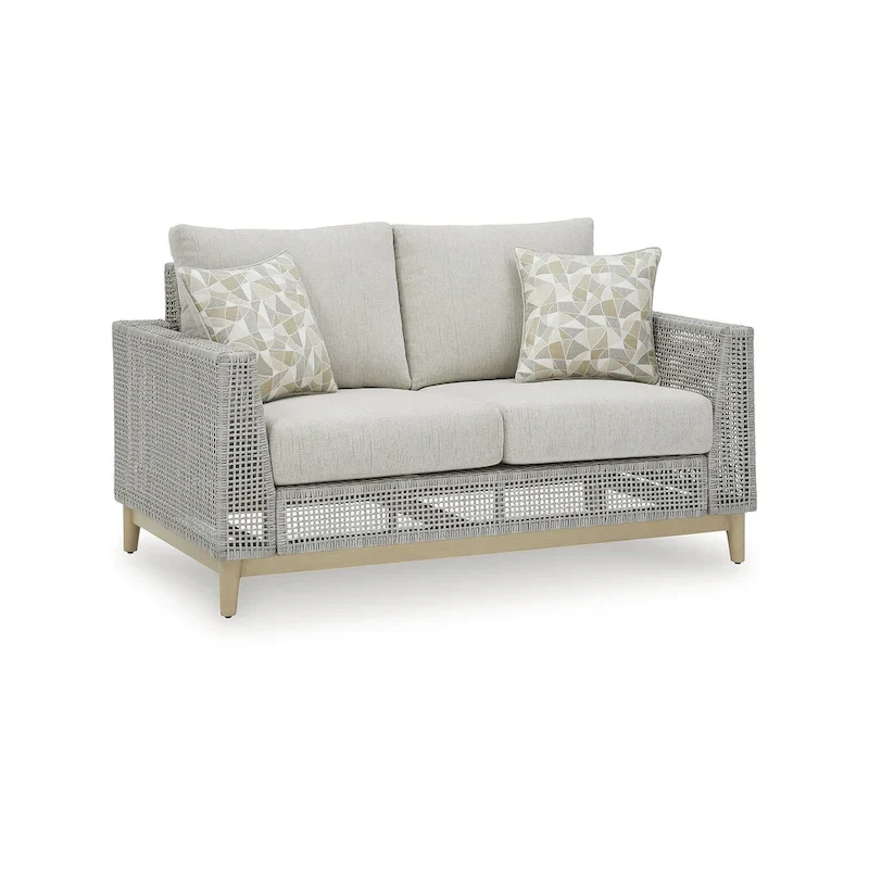 Signature Design by Ashley Seton Creek Gray Outdoor Loveseat with Cushion - 58.5 W x 36.25 D x 35.88 H