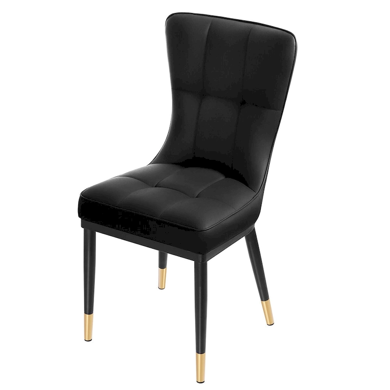 Faux Leather Upholstered Dining Chairs Set of 4 with Checked Pattern
