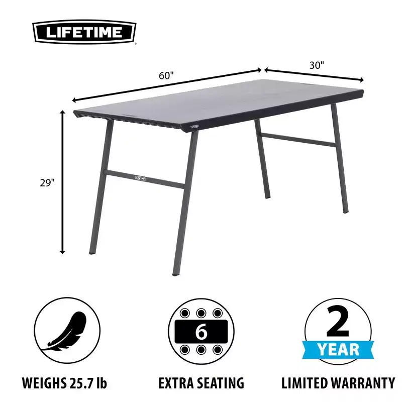 Lifetime 5 Ft. Folding Home Office Desk, Black (80957)