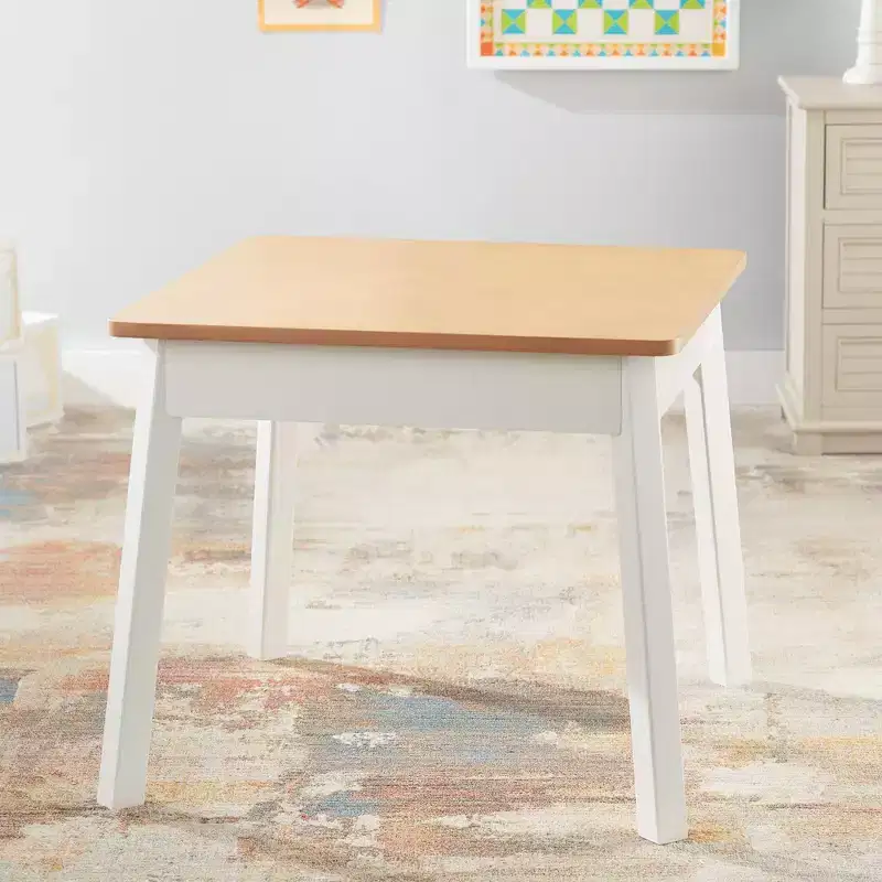 Melissa & Doug Wooden Square Table – Kids Furniture for Playroom (Natural/White)