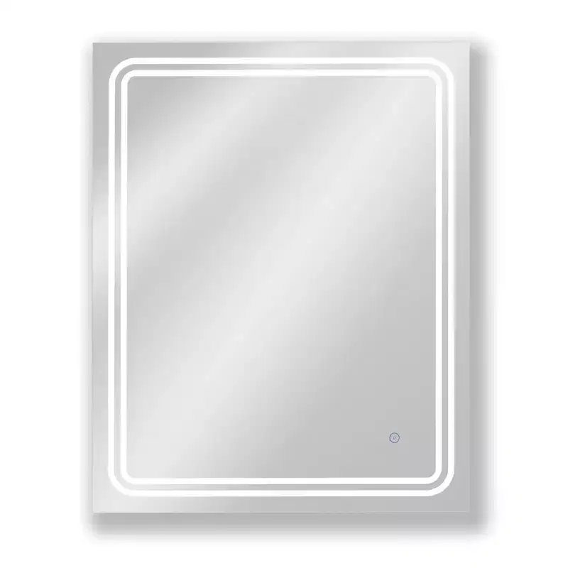 24x30 Single Frameless Dimmable LED Wall Mirror with Anti Fog Glass - Tosca: Wall Mounted, Rectangular Shaving Mirror