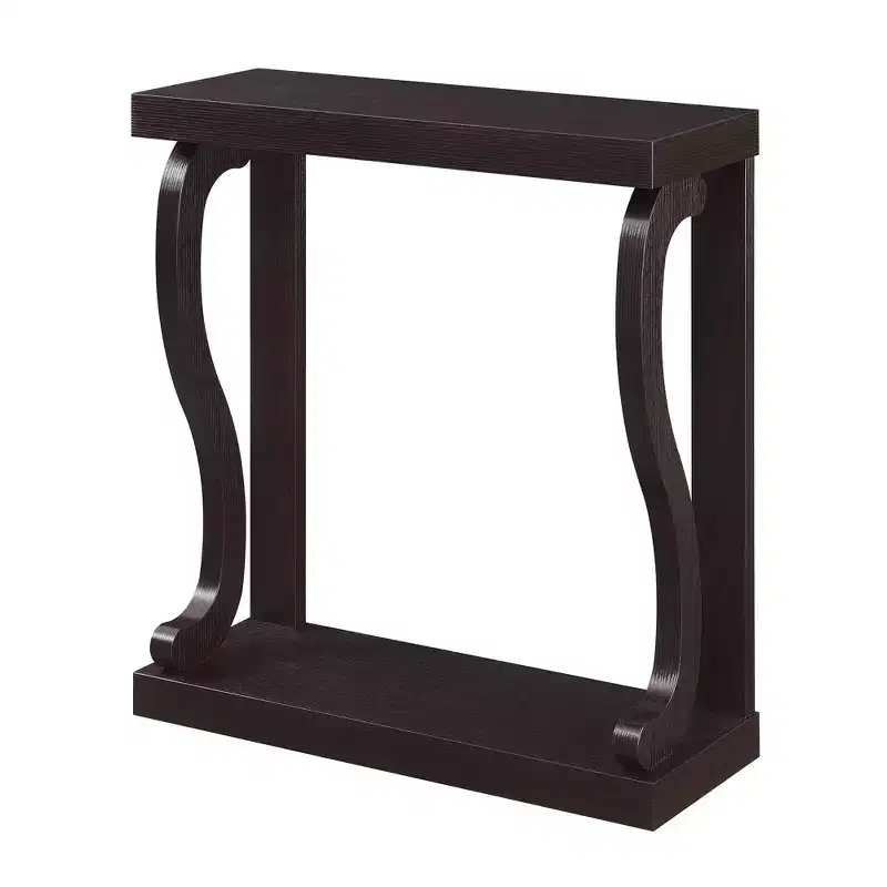 Rectangle Console Table with Shelf, Brown
