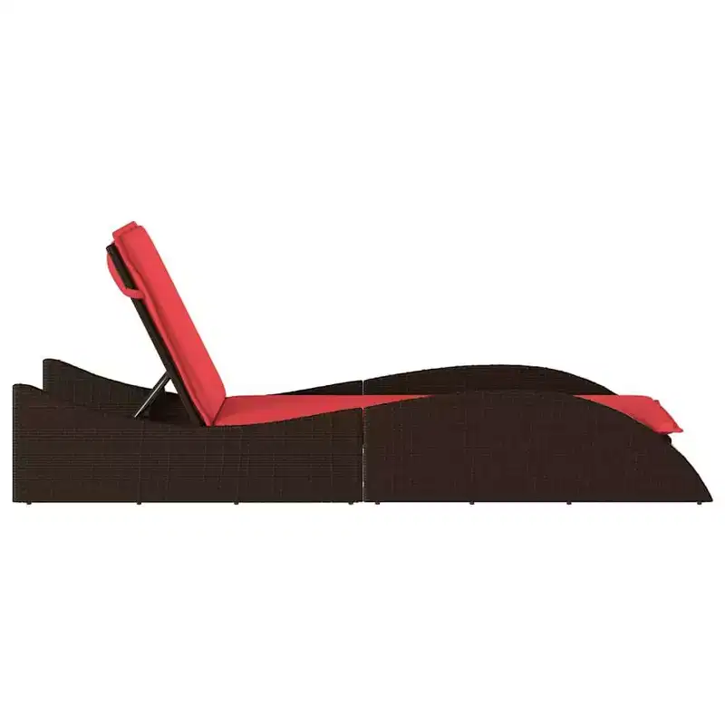 vidaXL Sun Lounger with Cushion 23.6x80.7x28.7 Poly Rattan