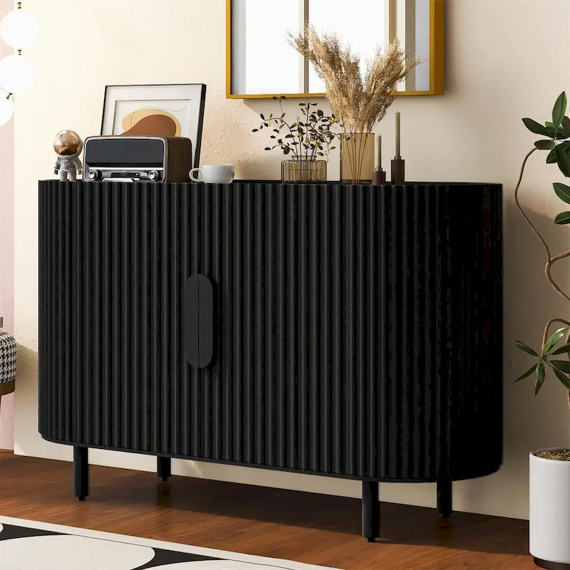 Merax Curved Design Light Luxury Sideboard with Adjustable Shelves