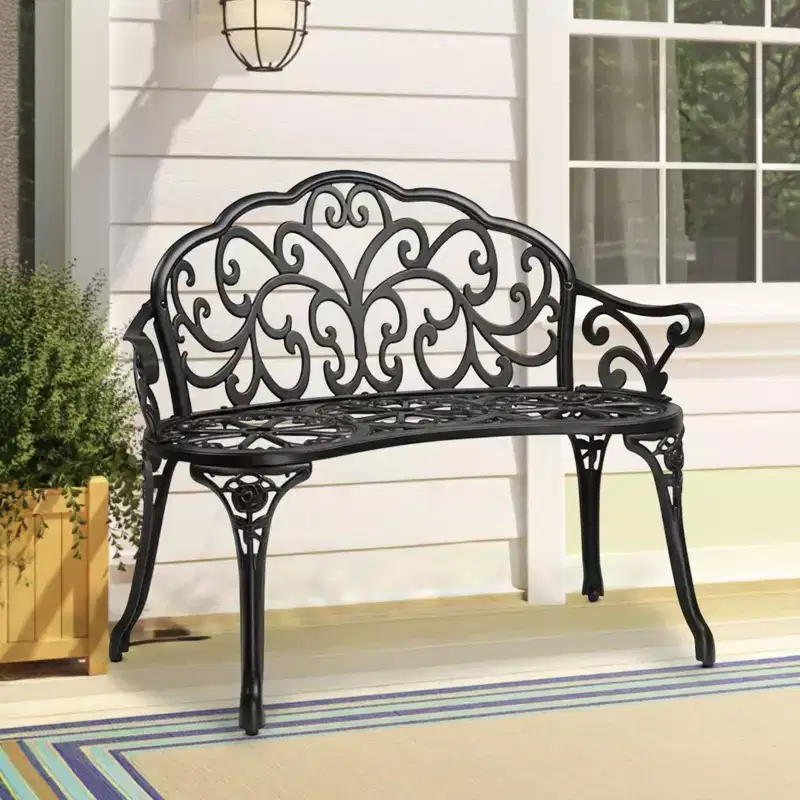 Karl Home | 38.5-Inch Cast Aluminum Garden Bench