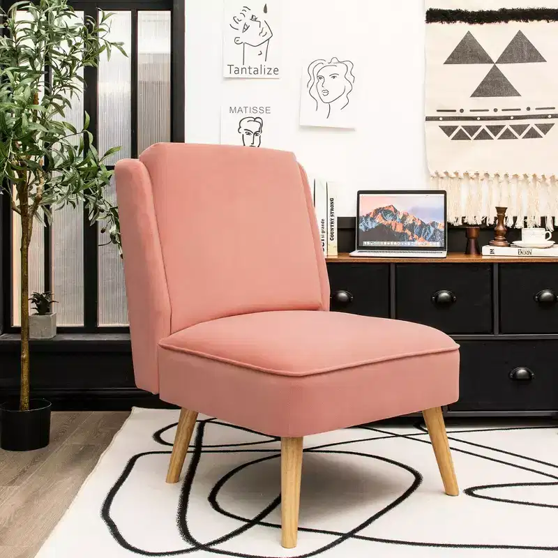 Velvet Accent Chair Single Sofa Chair Leisure Chair with Wood Frame