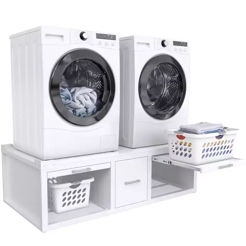 GDLF Washer and Dryer Pedestals, Universal Washer and Dryer Stand with Pull-Out Shelf,White