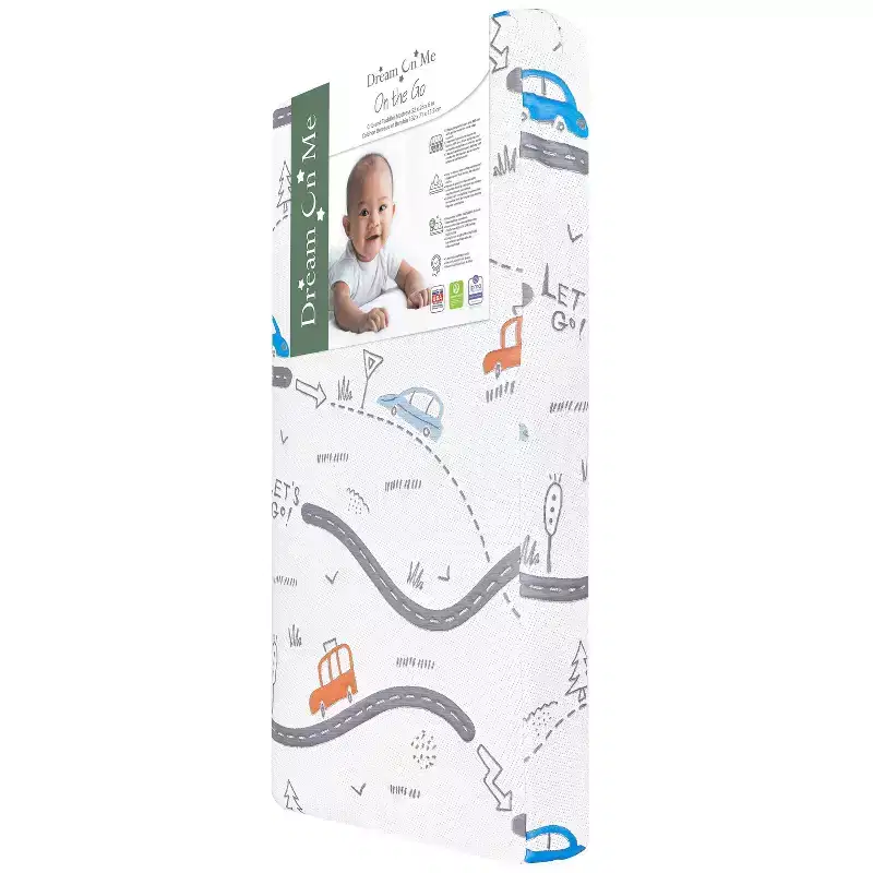 Dream On Me 150 Coil Inner Spring On The Go Crib and Toddler Mattress - White: Hypoallergenic, 2-Stage, Firm Side/Soft Side, 6 Thickness