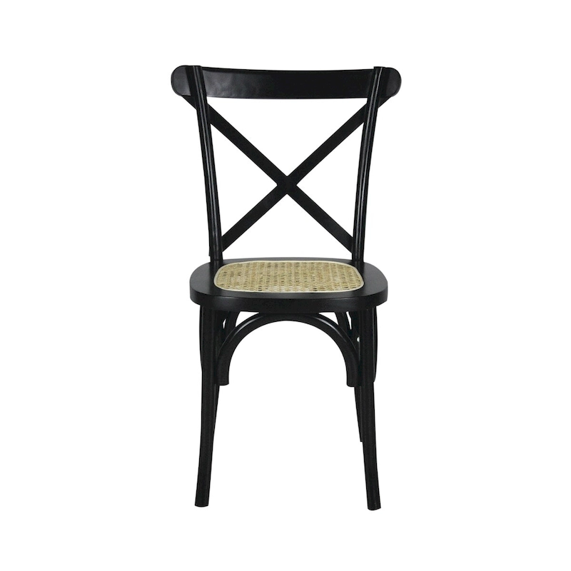 Colmar Classic Traditional X-Back Wood Rattan Dining Chair, Natural (Set of 2) by JONATHAN Y
