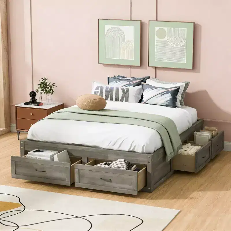 Luxystar Full Size 6 Drawers Storage Platform Bed