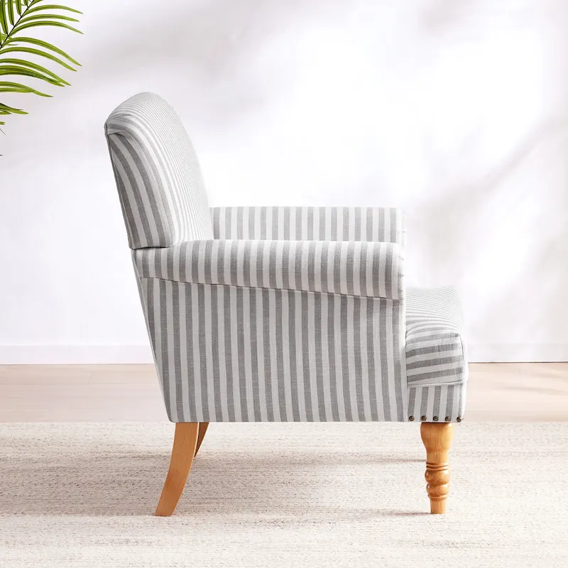 Rolled Armchair Accent Chair Set of 2 Blue/ Grey/ Brown