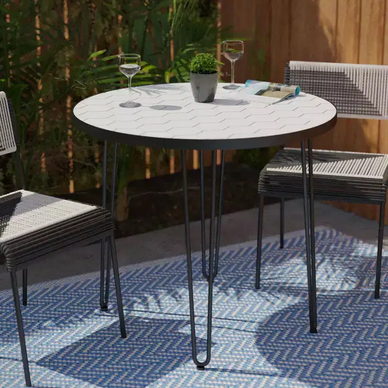Watkindale Outdoor Bistro Table - Black/White - SEI