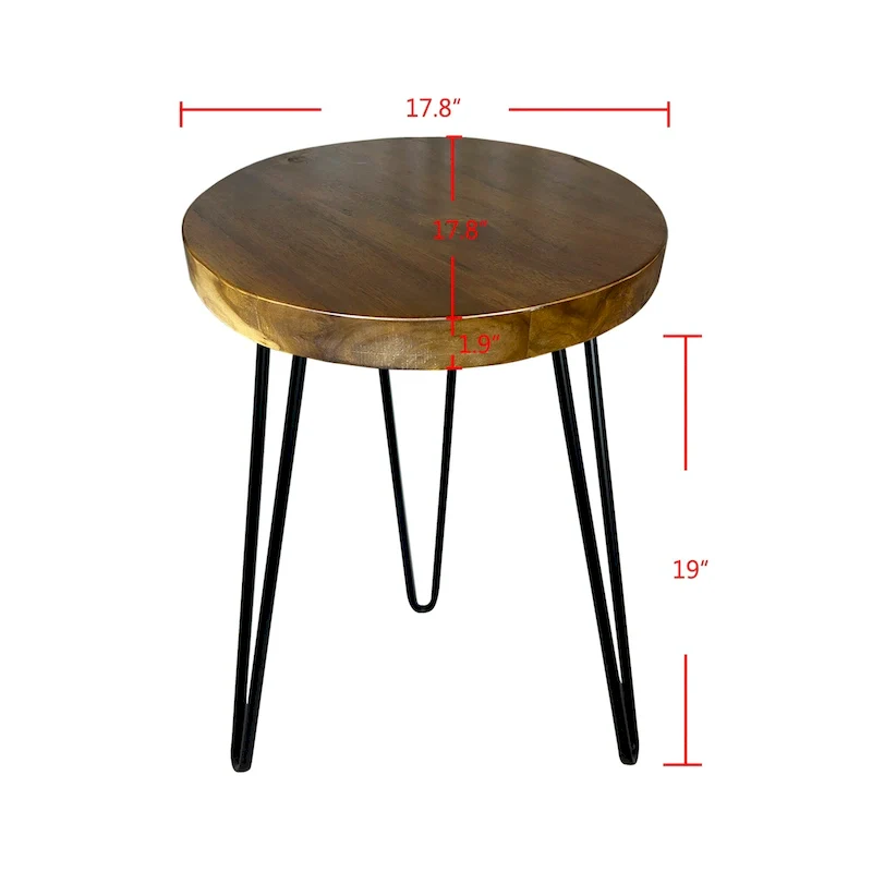 Teak End Table Solid Live Edge Side Table