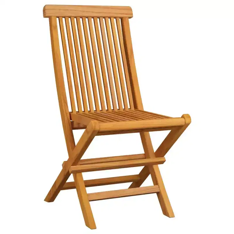 vidaXL Folding Patio Chairs - 8 pcs Set - Retro Style - Solid Teak Wood - Classic Design for Outdoor Use, Easy Storage - Brown