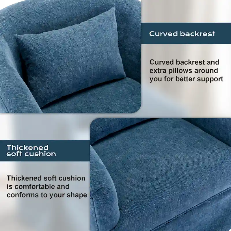 Ouyessir Upholstered Swivel Barrel Chair 360 Degree Accent Chair Fabric Armchair