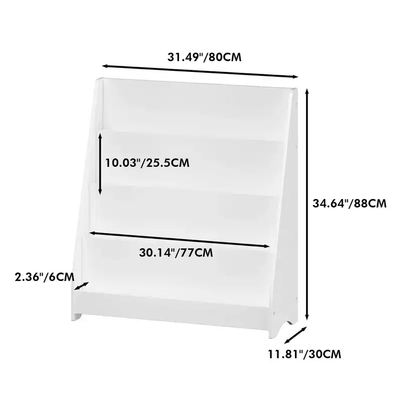 4-Tier Kids Bookshelf, Corner Storage Rack, Wooden Bookshelf for Infants and Toddlers, Stable Toddler Book Display Rack for Classrooms, Playrooms