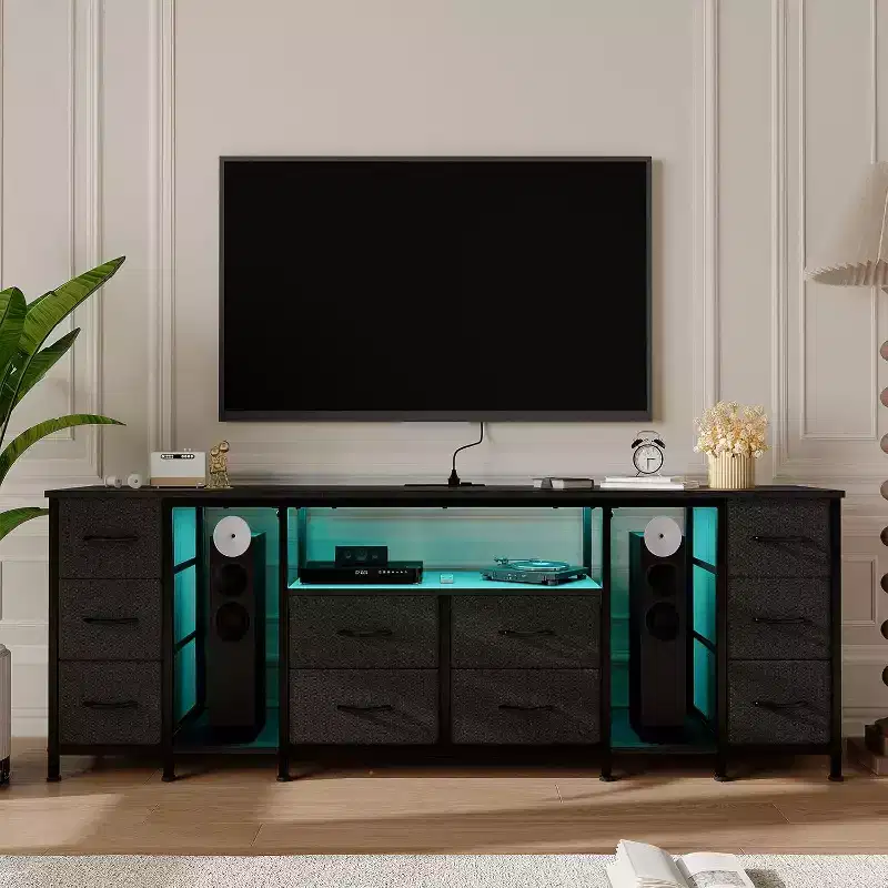 10-Drawer TV Stand with Fabric Drawers for TVs up to 85