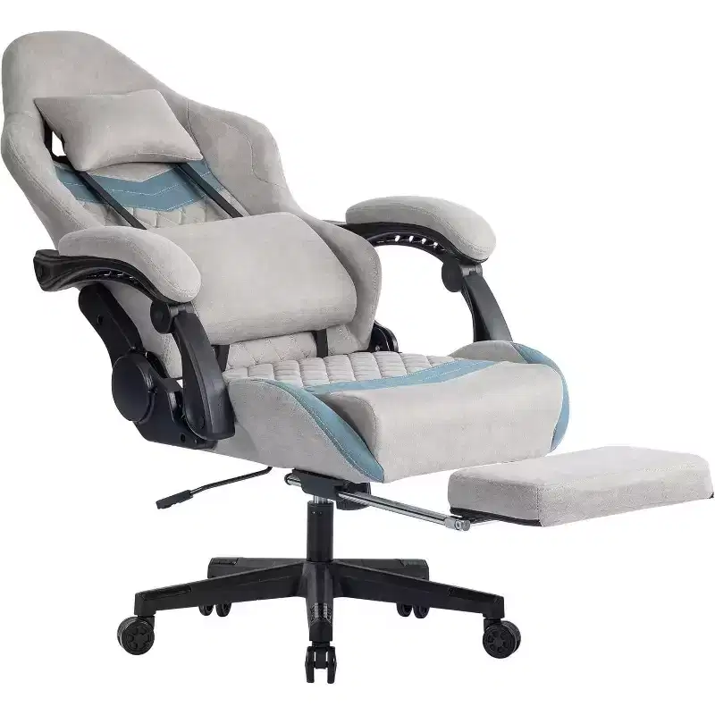 BALHAM TRADE-Computer Chair with Adjustable Lumbar Support Headrest Footrest Big and Tall Linkage Armrest
