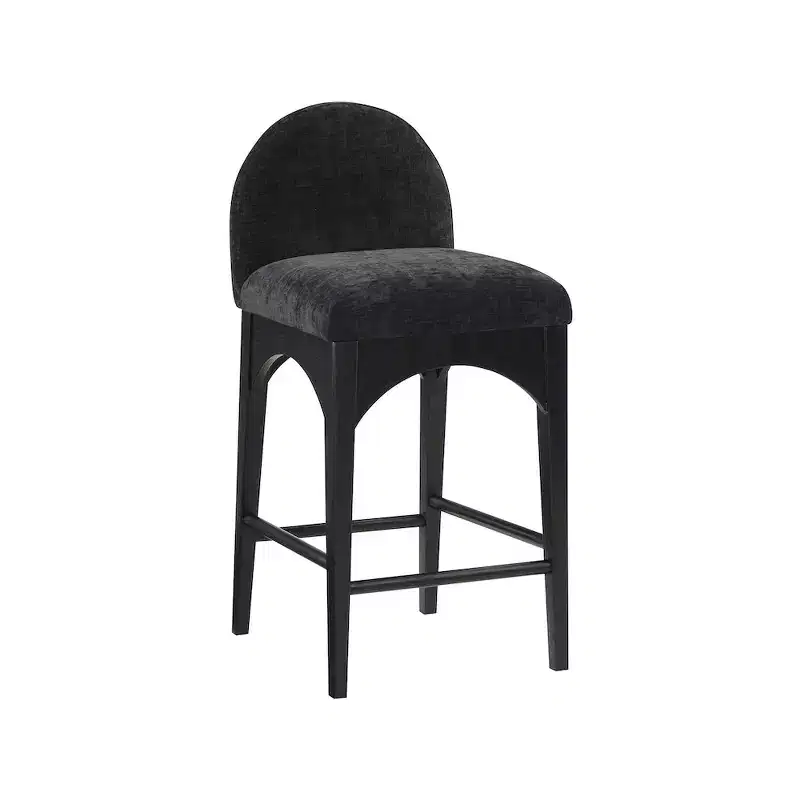 Waldorf Black Chenille Fabric Counter Stool