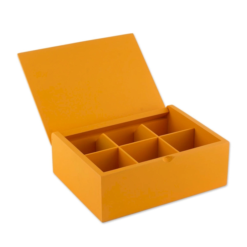 Novica Handmade Fruits Of The Sun Wood Tea Box
