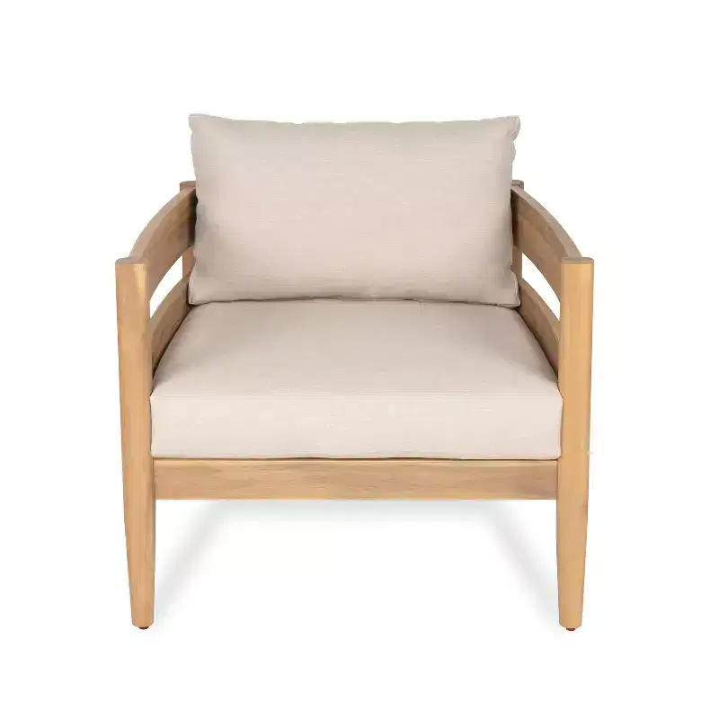 Christopher Knight Home Fritz Outdoor Rustic Upholstered Club Chair with Slat Paneling