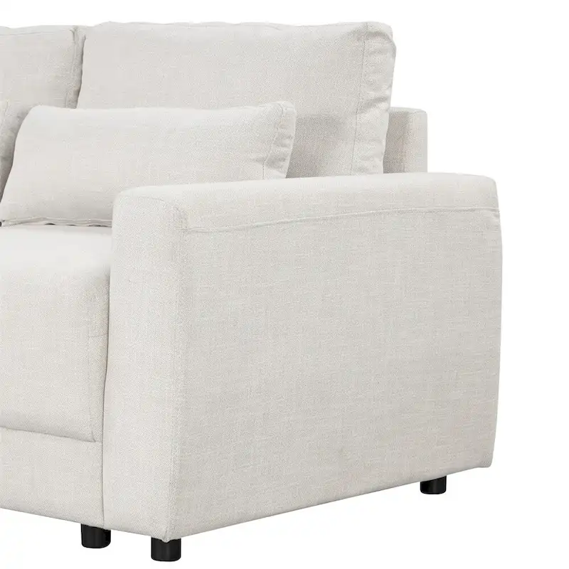 L-shaped Modular Sectional Sofa w/Removable Back Cushions & 3 Pillows