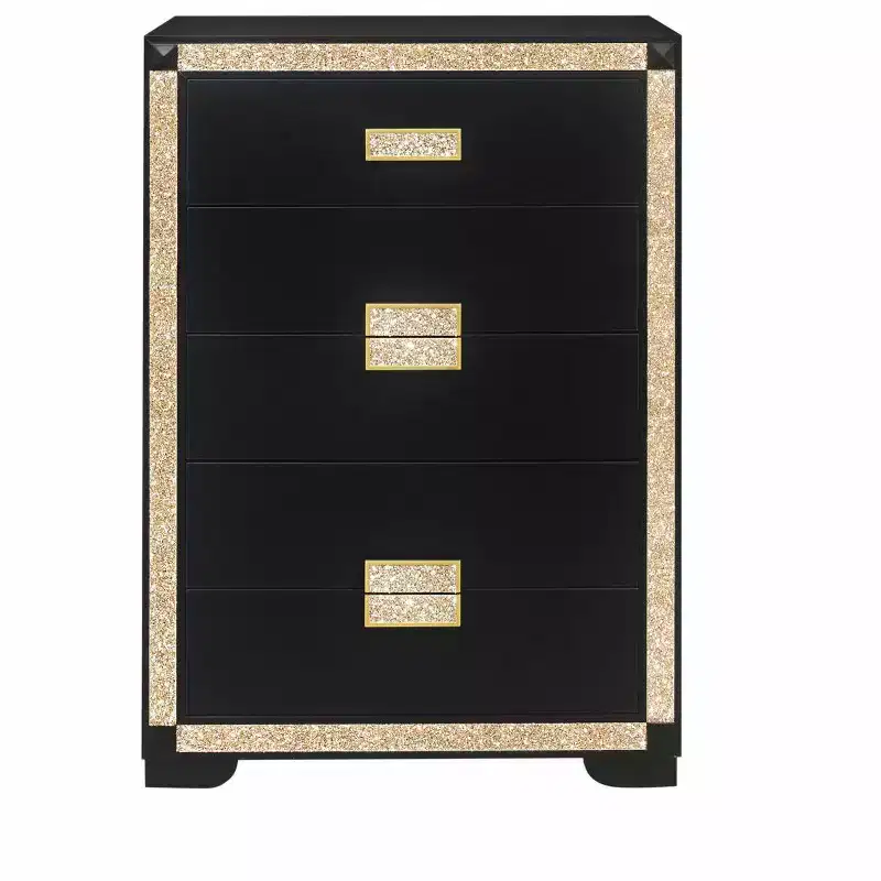 HomeStock 20.25 in.H Chip Board Horizontal Dressers with 4 - Drawers in Black