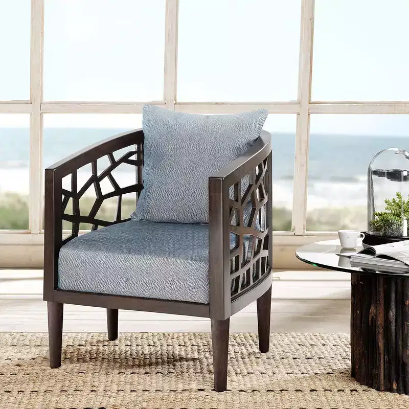 Okak Crackle Accent Chair with Comfy Upholstery Cushion Solid Wood Frame Morrocco Stylish Reading Armchair for Living Room Waiting Room