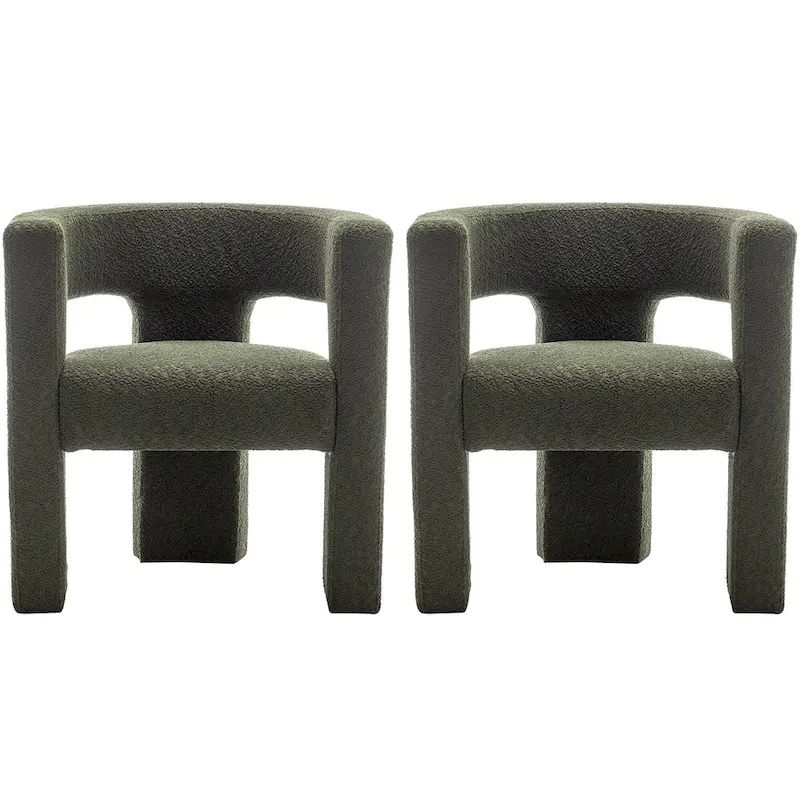 KINWELL 28 Wide Boucle Upholstered Square Armchair (Set of 2)