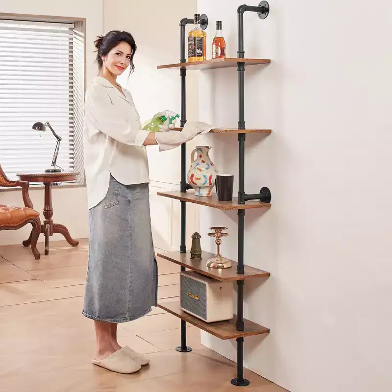 5-Tier Industrial Pipe Wall Shelf – 24