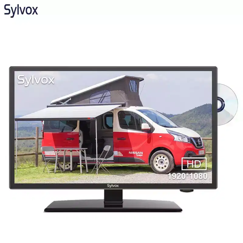 Sylvox 22 inch RV TV, 12 Volt TV with DVD Player, 1080P FHD Television Built in ATSC Tuner, FM Radio, 12V TV for RV, Camper, Boat and Home