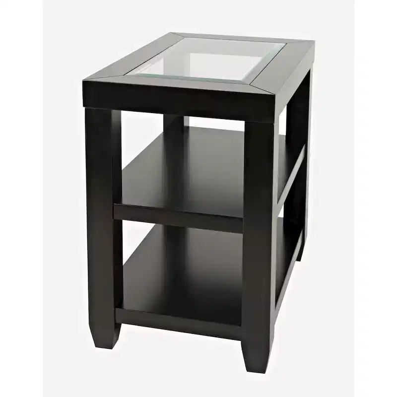 Jofran,Urban Icon Contemporary Glass Inlay Chair Side End Table with Storage