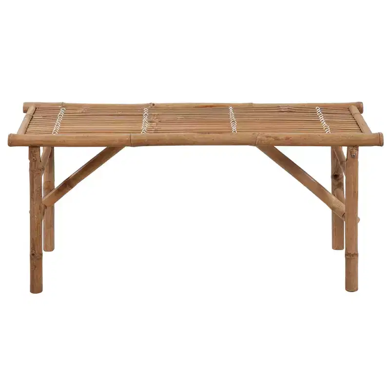 Garden Bench Natural Bamboo, Beige Cushion