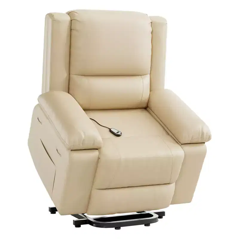 Electric Lift Recliner Chair - Heat and Massage,PU Leather Heavy Duty Power Recliner for Elderly & Mobility Impaired,Adjustable Back and Legs